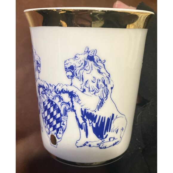 German Bayers Löwen Lion Crest coffee tea mug Porcelain Mug Gold Gilt, blue - Picture 2 of 15